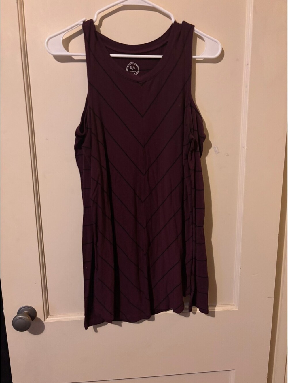 24/7 Maurices Purple Long Sleeve Cold Shoulder Tank Medium
